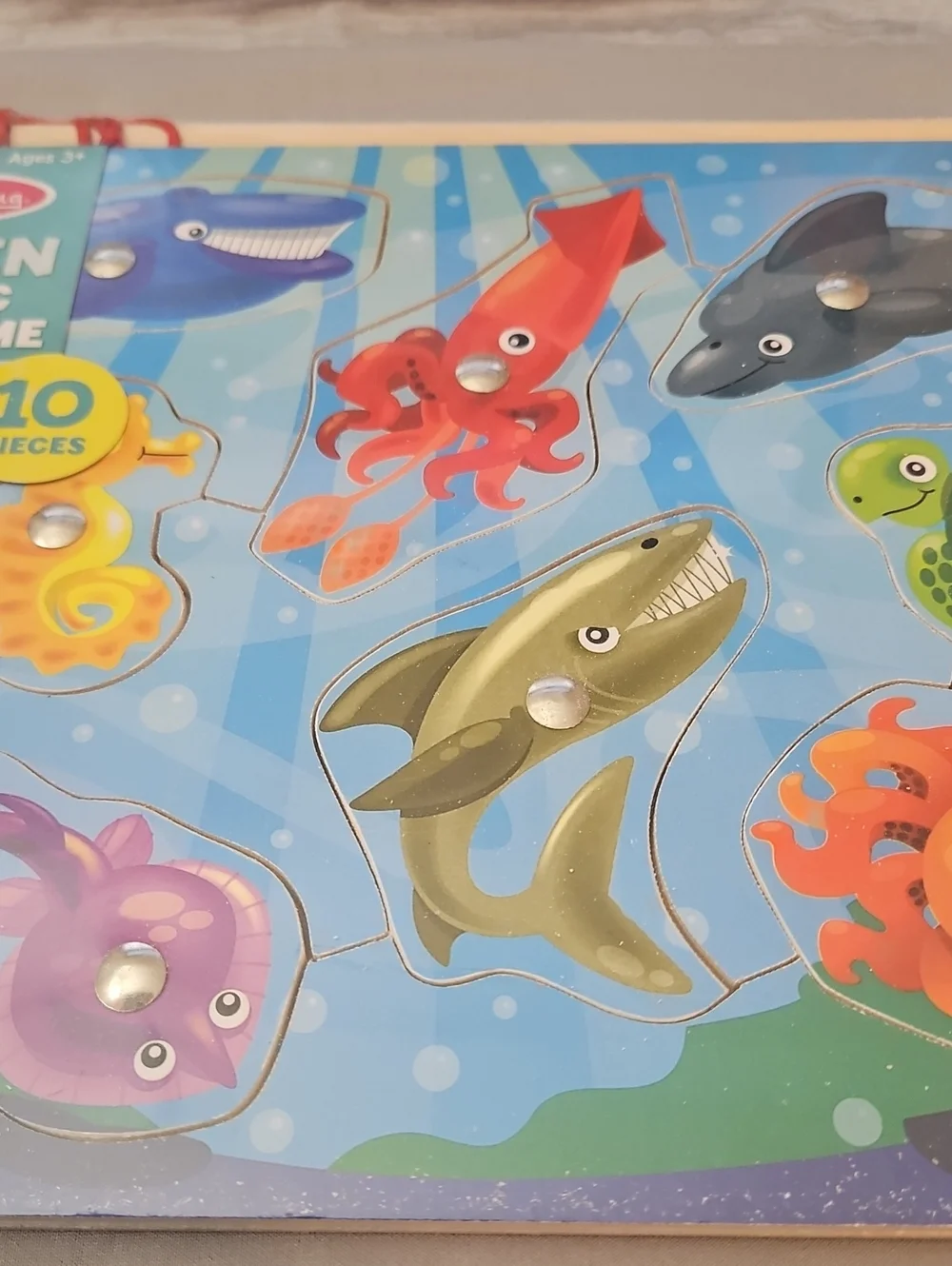 Melissa & Doug Wooden Magnetic Puzzle Fishing Game New & Small Plush Bunny Hops